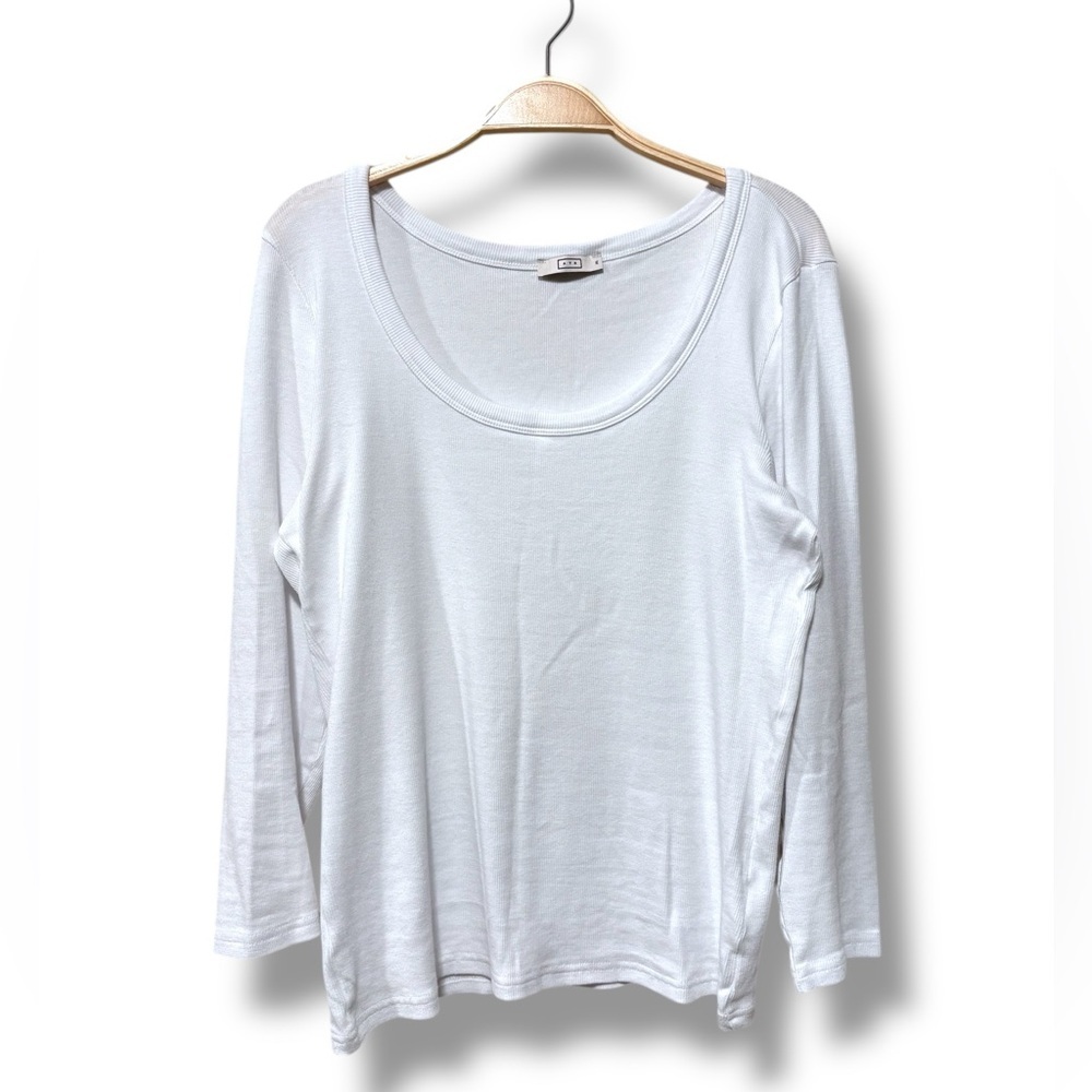 AYR The Open Ended Tee Classic White Long Sleeve Cotton T-Shirt Size XL - Picture 2 of 6